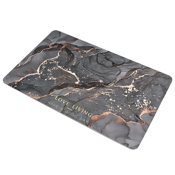 Covoras de baie modern din Diatom Darklove Ultra absorbant Antiderapant si uscare rapida Model marmura Ecologic usor de curatat dreptunghi moale usor de curatat 50x80 cm Poliester/Rubber Gri inchis
