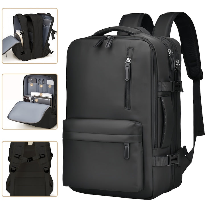 Rucsac de voiaj unisex Rucsac de calatorie pentru laptop Rezistent la apa capacitate mare design cu port USB Rezistent la uzura si la zgarieturi design cu mai multe compartimente material respirabil 38x52x12cm negru