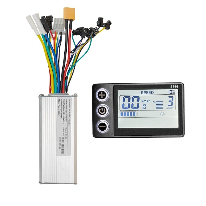 Kit Controller Ebike 24V/36V/48V 500W 25A Controler Motor Brushless BLDC cu Display LCD Waterproof pentru Bicicleta Electrica Scuter Moto Dirt Bike si Proiecte DIY