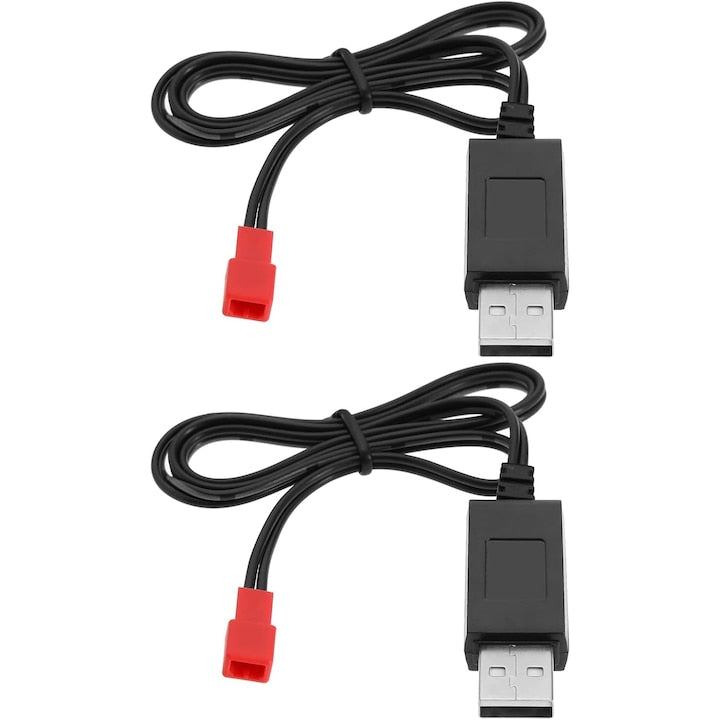 Set 2 cabluri de incarcare USB pentru baterii Li-po 3.7V PsAyl 63cm negru compatibul cu Syma S39 S32 S032 S032G S029G S027G