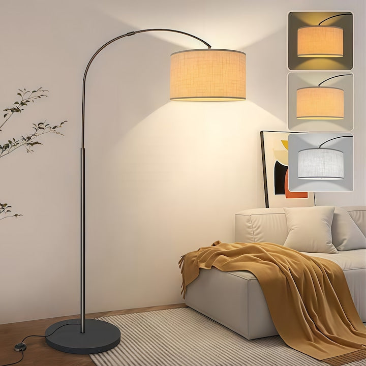 Lampa de podea tesatura Lampa de podea cu 3 temperaturi de culoare lampa de podea retro pentru living dormitor curba alb