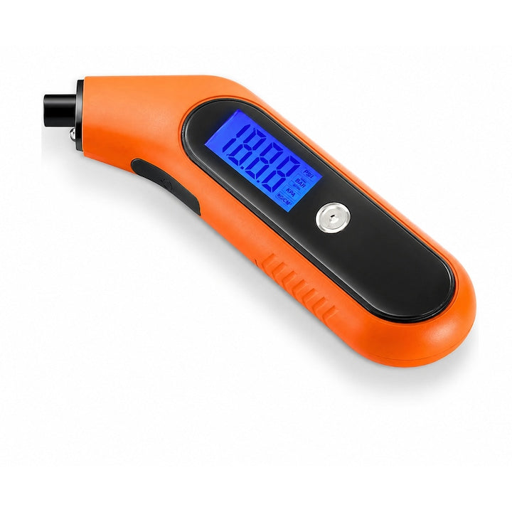 Detector de presiune a pneurilor cu afisaj digital ZOUN,0-150psi, 0.1 de inalta precizie 4 unitati de masurare pentru masini portabile biciclete motociclete SUV、 Camion ecran mare portocaliu