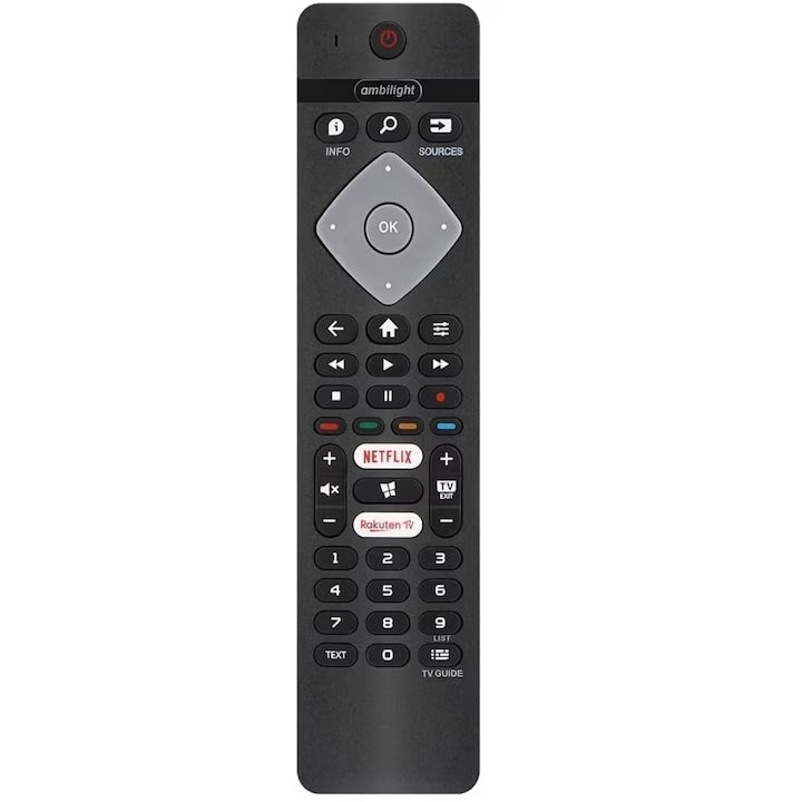 Telecomanda universala pentru Philips LED/LCD Smart TV - AMBILIGHT 398GR10BEPHN Butoane dedicate Netflix si Rakuten TV Baterii 2 x AAA Alien
