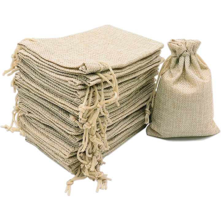 Pack of 20 jute bags, small gift bags, 10 x 15 cm, jute pouch, fabric bag, jewelry pouch with drawstring, linen bag, for lavender gifts, jewelry, wedding favors, Christmas gifts