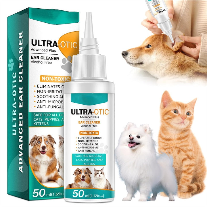 Solutie de curatare a urechilor pentru caini si pisici formula naturala indeparteaza cerumenul si mirosul neplacut amelioreaza mancarimea si combate acarienii 50 ml