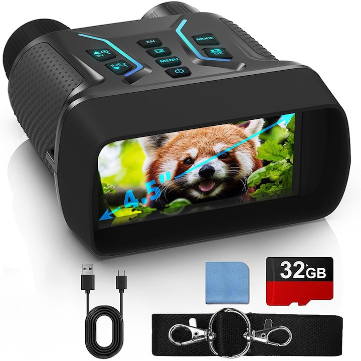 Binoclu digital cu vedere nocturna 4K Duueyct zoom optic reglabil 8x 7 nivele infrarosu ecran 4.5" 4500mAh camera 36MP filmare video ideal pentru vanatoare supraveghere si observarea naturii