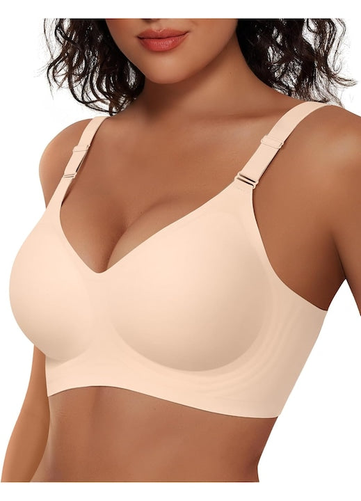 TUNANAN - - Sutien fara sarma dama bustiera fara cusaturi push up bra moale confortabil Decolteu in V sexy Bej 12 rate cu 0% dobândă
