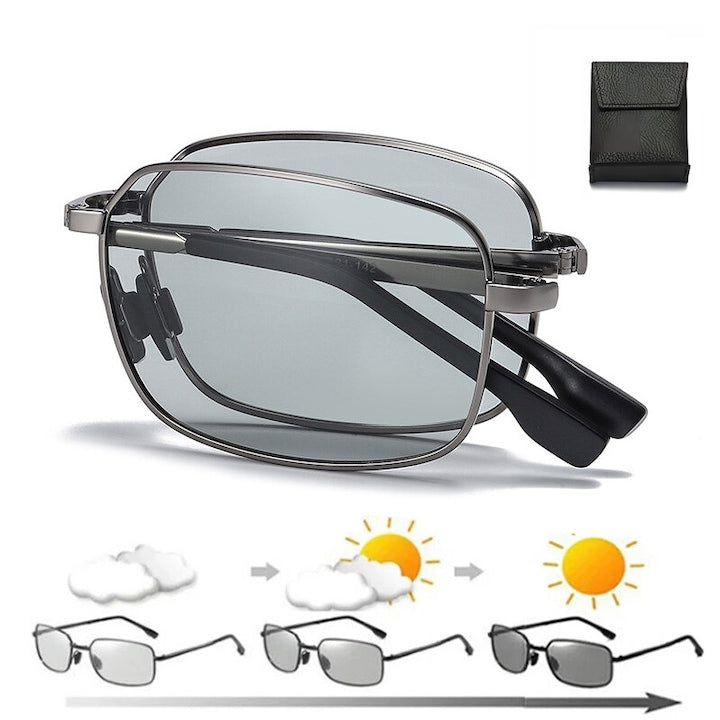 Ochelari de Soare Polarizati pentru Barbati Ochelari de Condus Vintage Fotocromici Pliabil cu Protectie UV400 pentru Zi si Noapte