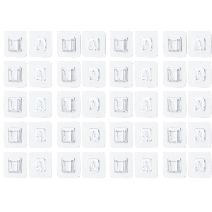 Set 20 suporturi duble de fixare cu adeziv acrilic transparente pentru Suspendat sau Fixare diverse Obiecte