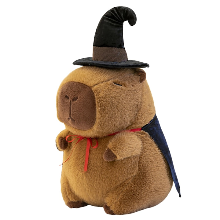 Plush Toy Capybara, Chubby Capybara, 30 cm, With a wizard hat and a magic cape, for babies and children, non-toxic, soft and durable material, portable, machine washable, 30 cm, therapeutic toy, ideal gift, comfort toy