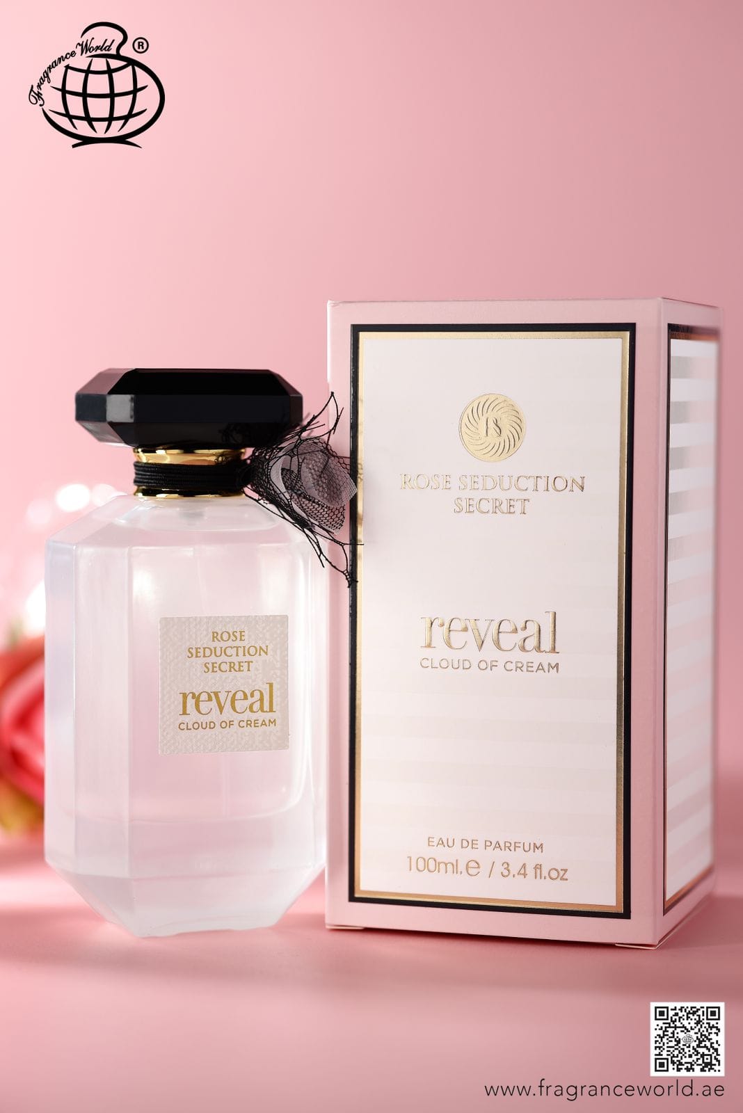 Apa de Parfum Rose Seduction Secret Reveal Cloud of Cream by Fragrance World, Femei, 100 ml