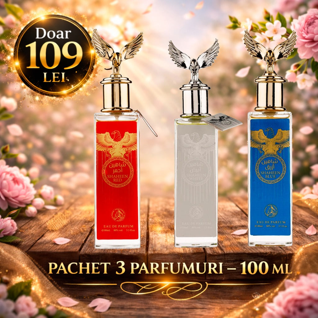 Pachet 3 Parfumuri 100 ml Shaheen White , Shaheen Red , Shaheen Blue