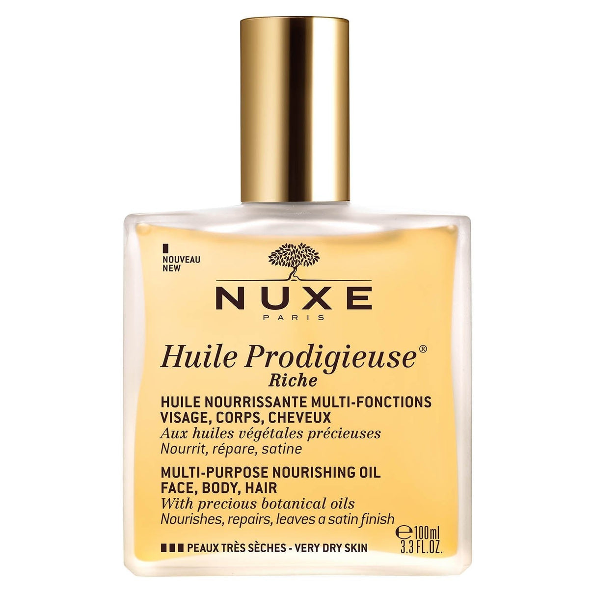 HUILE PRODIGIEUSE® RICHE 100ml - Ulei Uscat Multifunctional  Intens Pentru Fata, Corp Si Par