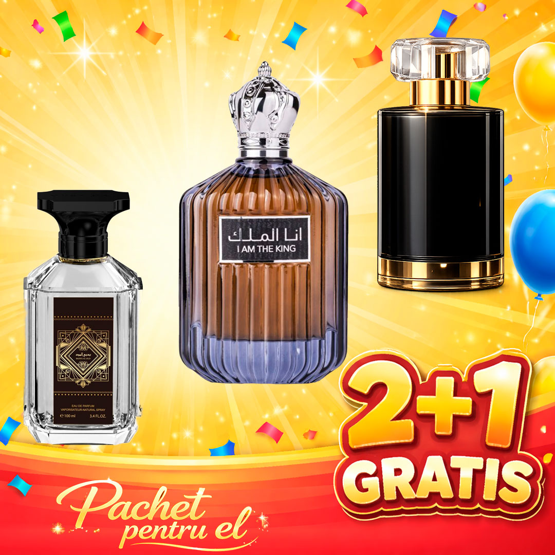 Pachet 3 Parfumuri Barbatesti + I Am The King + Bade’e Al Oud + 1 x  Parfum Cadou