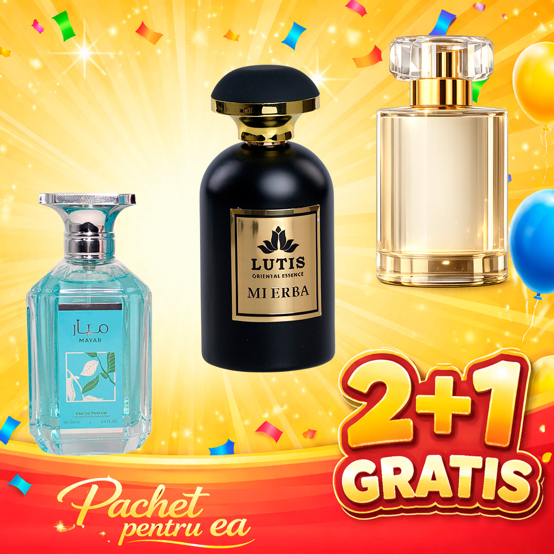 Pachet 3 Parfumuri Dama + Mi Erba + Mayar Natural Intense + 1 x  Parfum Cadou