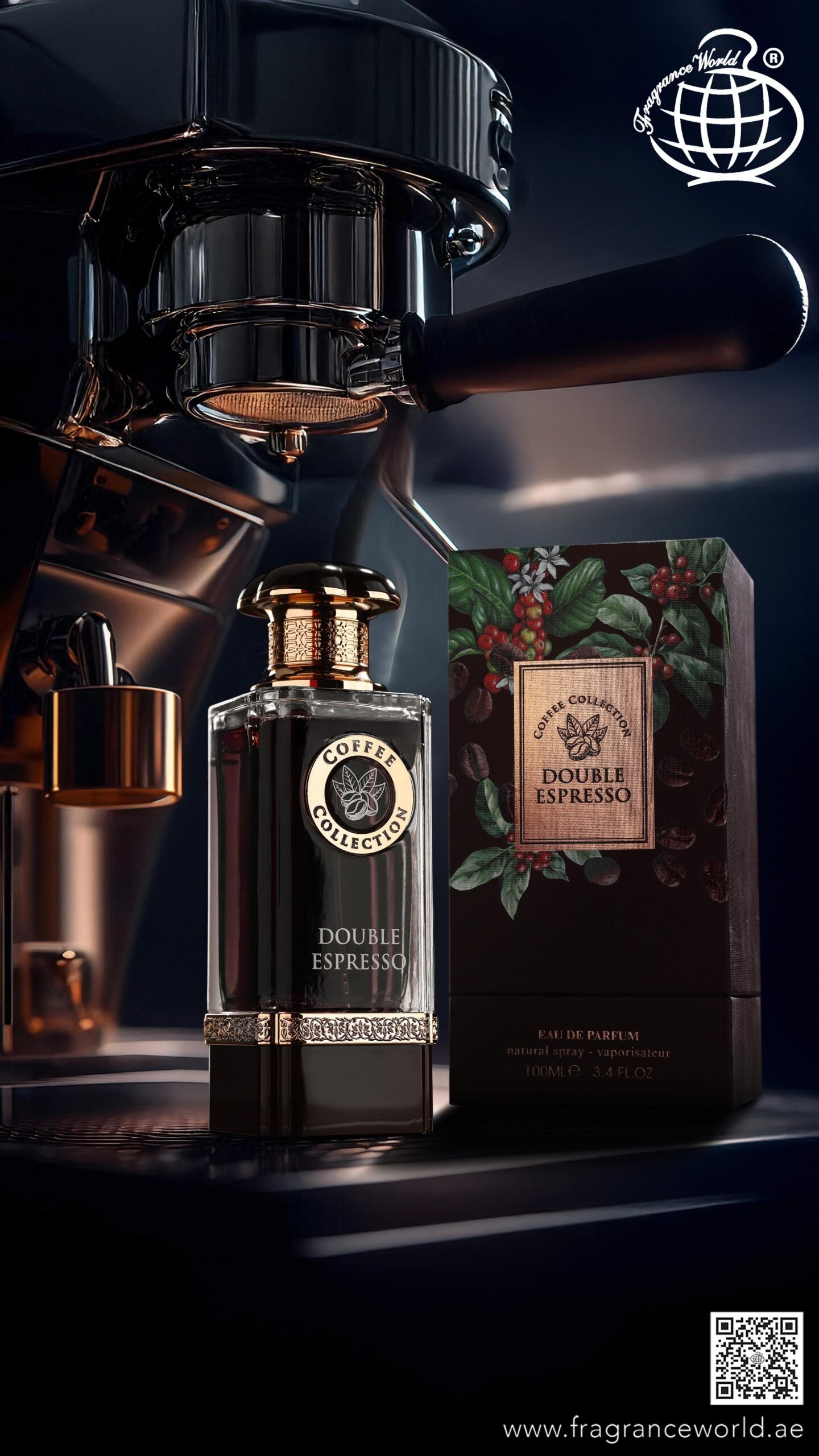 Apa de Parfum Fragrance World, Double Espresso, Coffee Collection, Unisex, 100 ml
