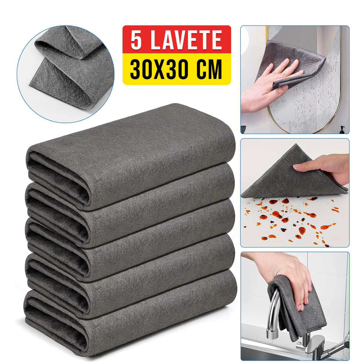 Laveta Magica din Microfibra (set de 5 bucati)