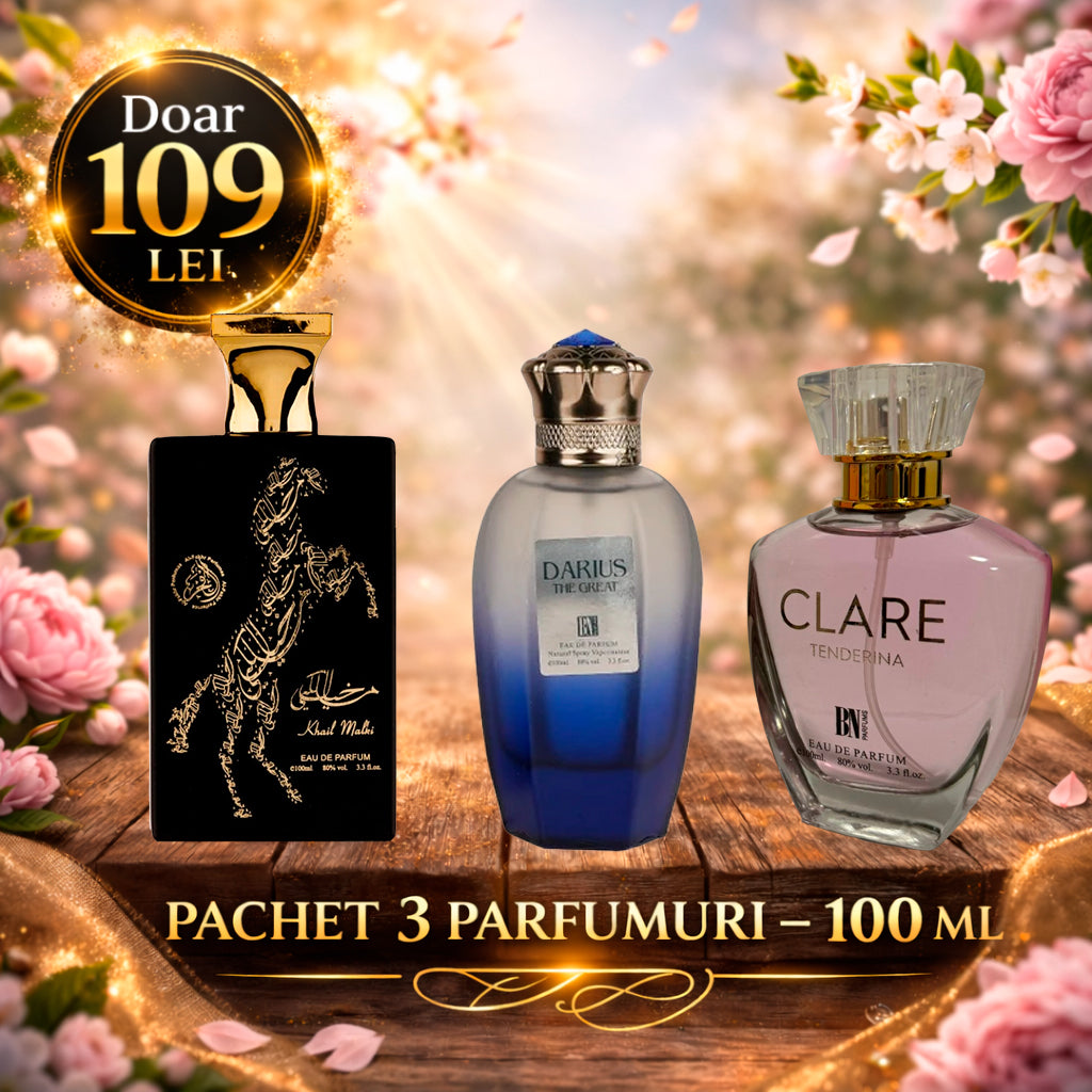 Pachet 3 Parfumuri 100 ml Darius The Great , Khail Malakik , Clare Tenderina