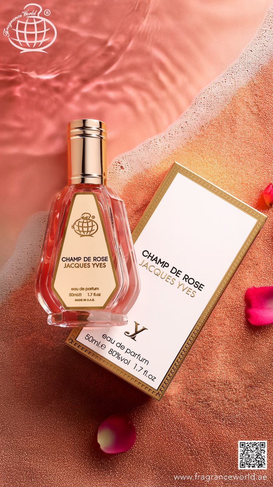 Apa de Parfum Fragrance World, Jacques Yves Champ De Rose, Femei, 50 ml