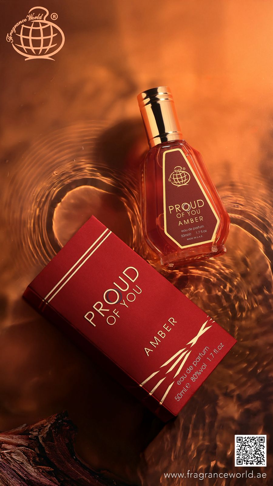 Apa de Parfum Proud of You Amber by Fragrance World, Unisex, 50 ml