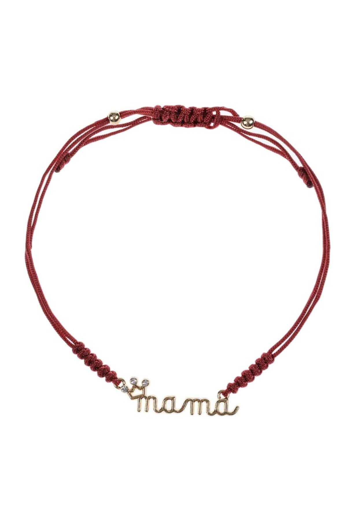 Позлатена гривна "Мама" с корона и камъни