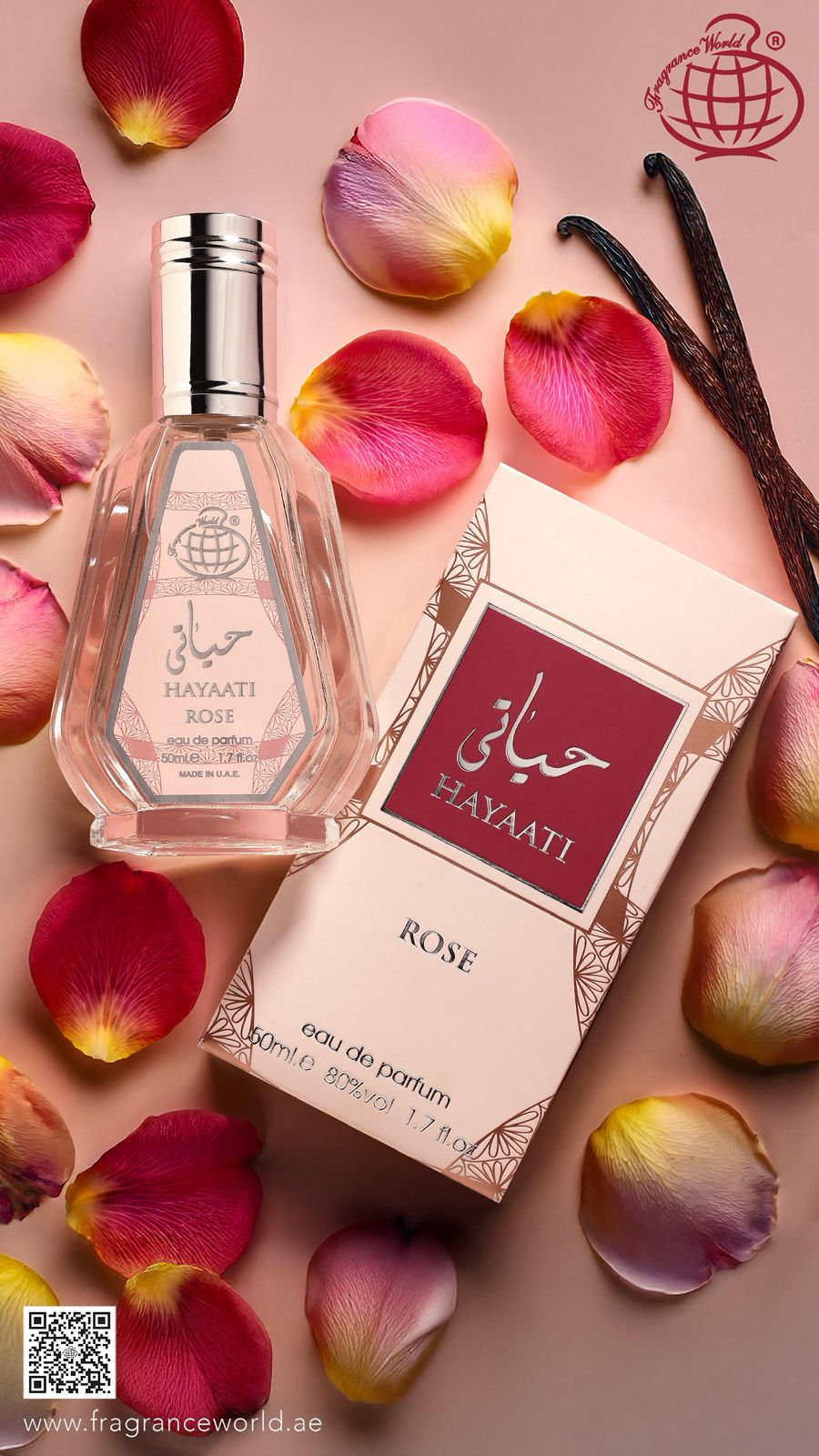 Apa de Parfum Hayaati Rose by Fragrance World, Femei, 50 ml