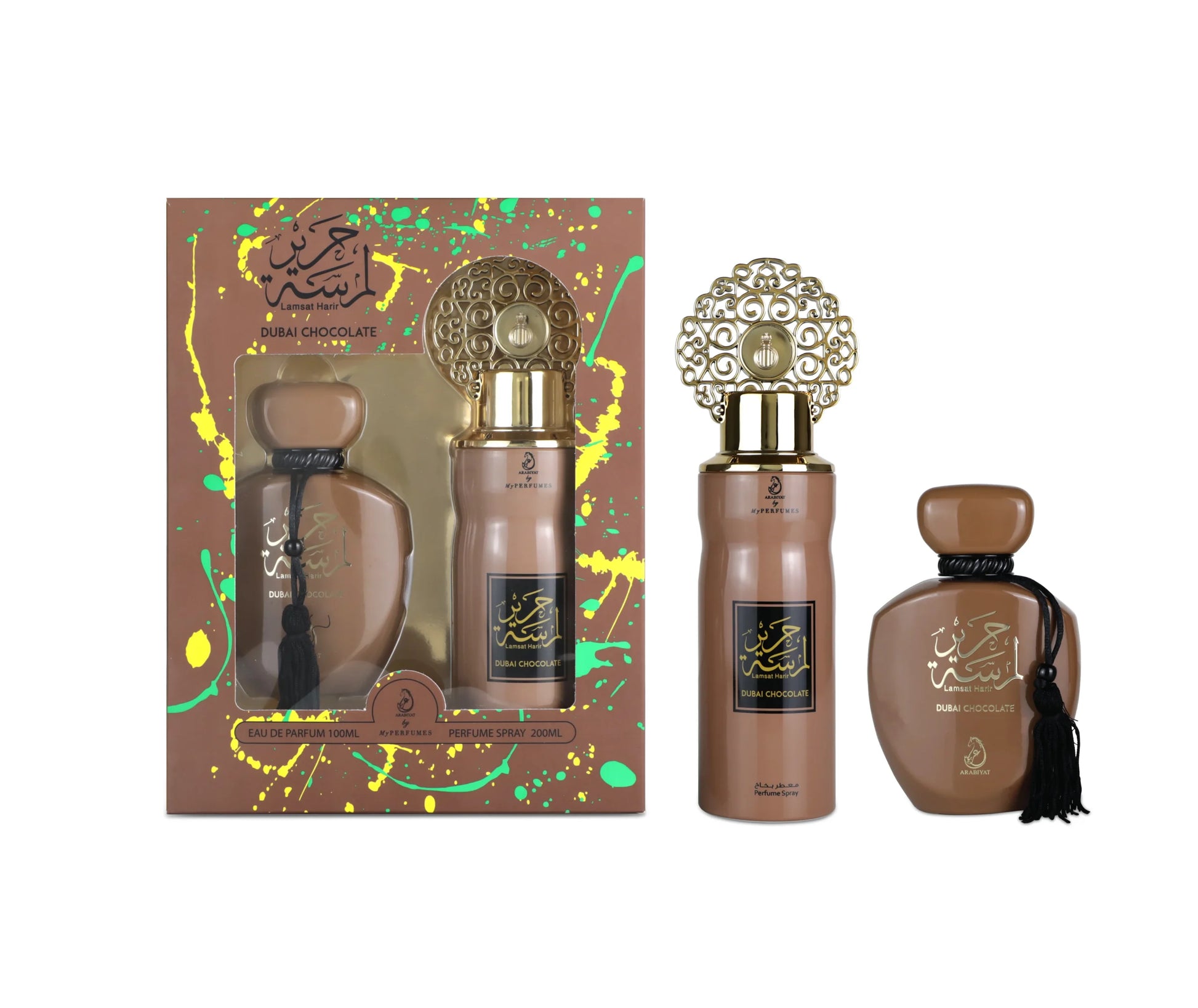 Apa de Parfum Arabiyat Prestige Lamsat Harir Dubai Chocolate + Deodorant, Unisex, 100 ml
