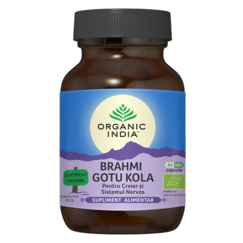 Organic India Brahmi-Gotu Kola Creier si Sistem Nervos, 60 capsule