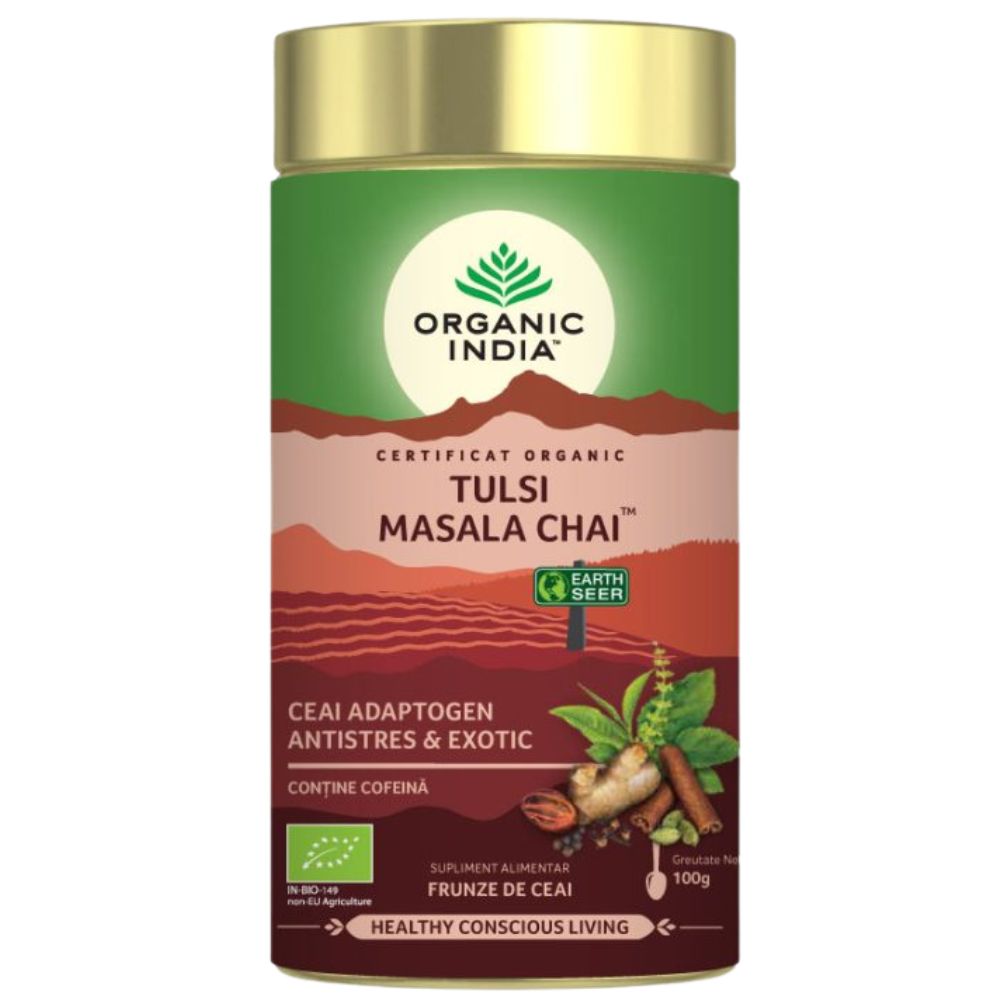 Organic India Ceai Adaptogen Tulsi Masala Chai, 100g