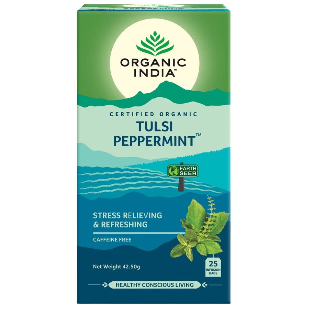 Organic India Ceai Adaptogen Tulsi Mentă, 25 plicuri