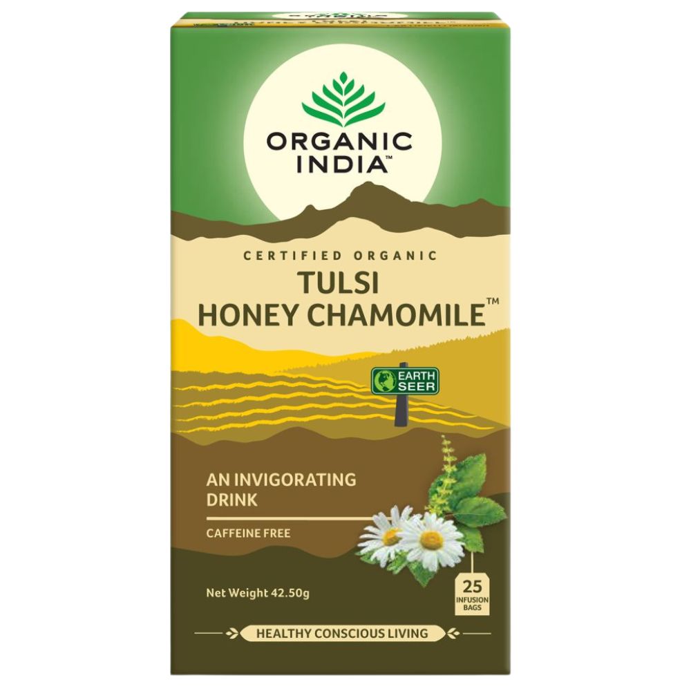 Organic India Ceai Adaptogen Tulsi Miere Musetel, 25 plicuri