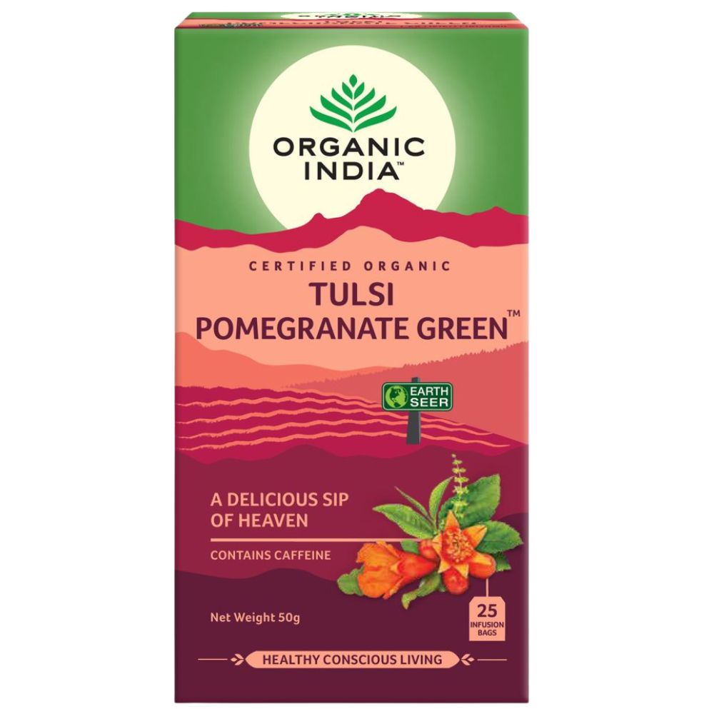 Organic India Ceai Tulsi Rodie Ceai Verde, 25 plicuri
