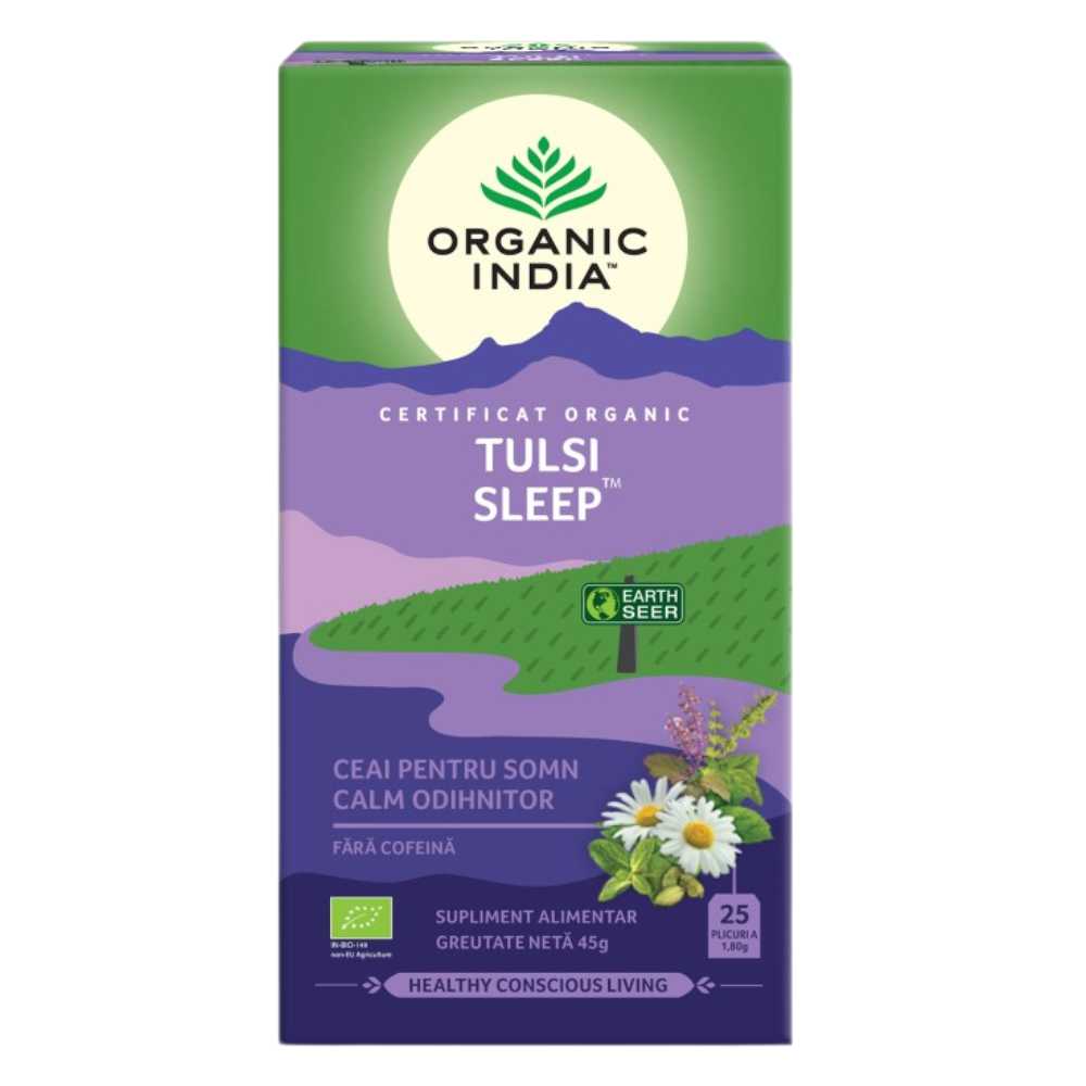 Organic India Ceai Tulsi Sleep pentru Somn Calm, Odihnitor, 25 plicuri
