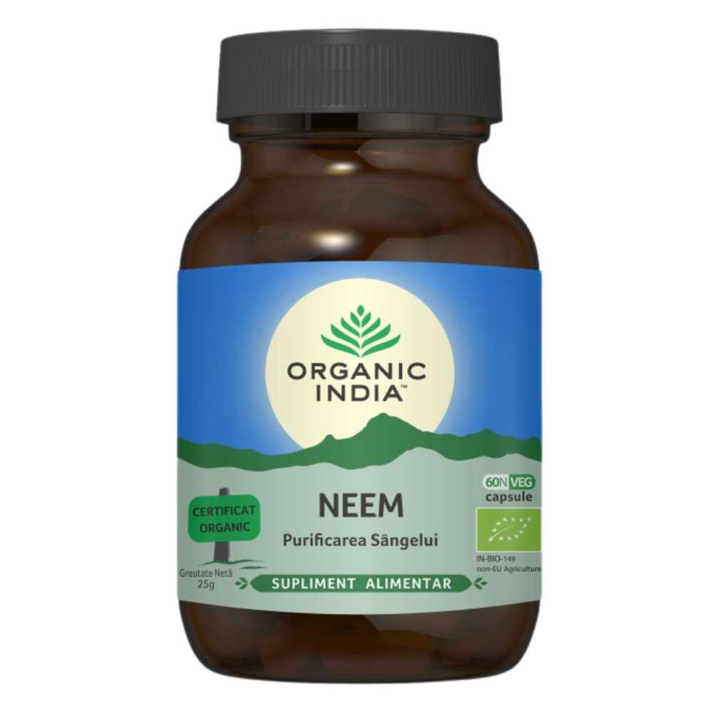 Organic India Neem Antibiotic si Antifungic Natural, 60 capsule