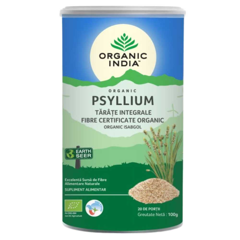 Organic India Tarate Integrale de Psyllium, 100g