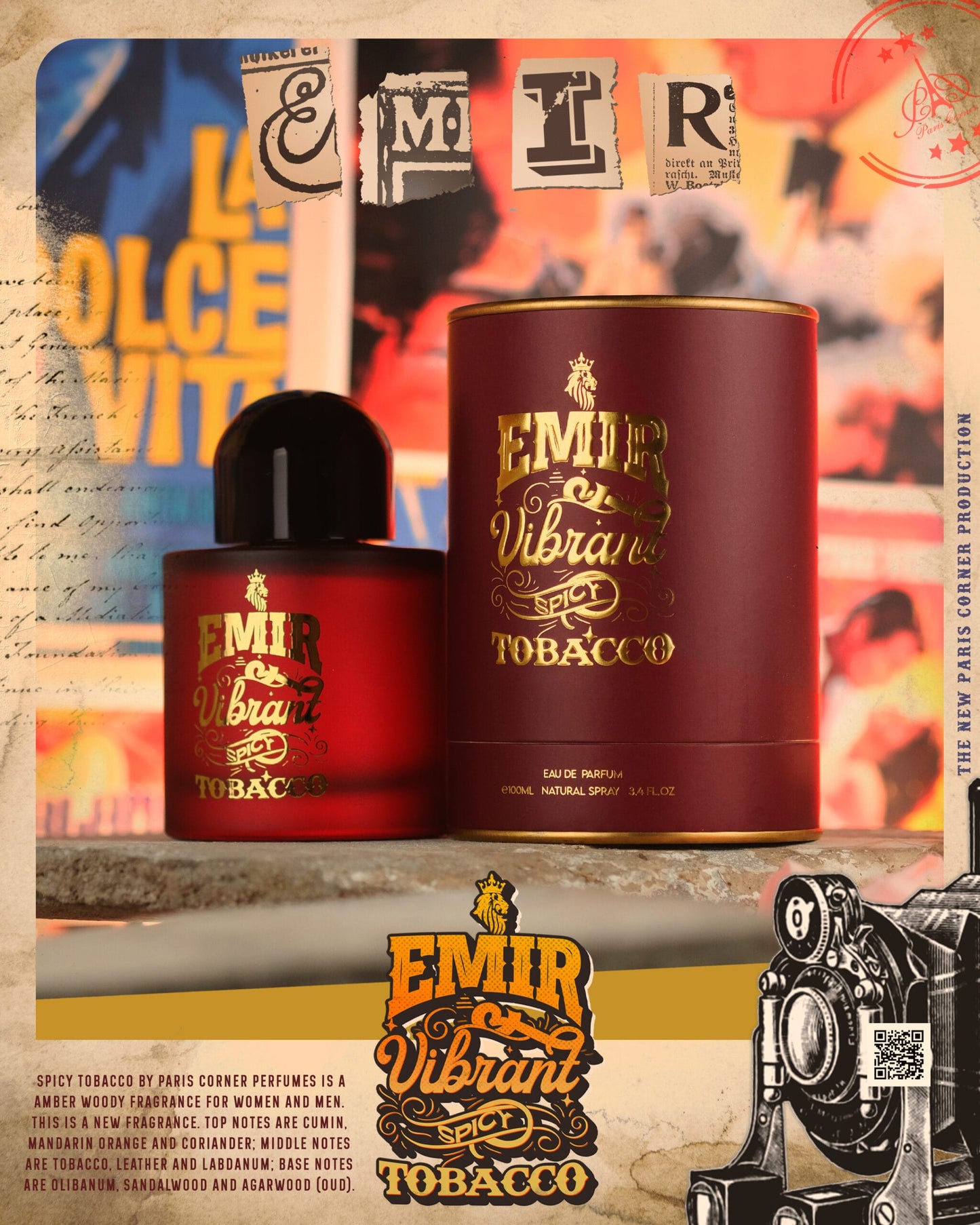Apa de Parfum Emir, Vibrant Spicy Tobacco, Unisex, 100 ml