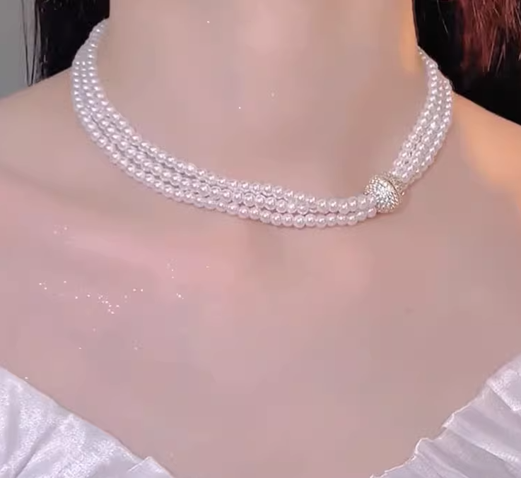 Colier Magnetic cu Perle + Cercei Cadou