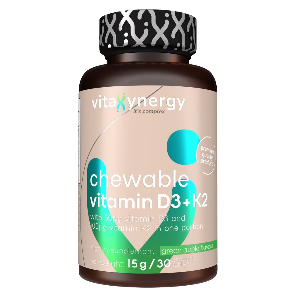 Vitaxynergy Vitamina D3 + K2, 30 tablete masticabile
