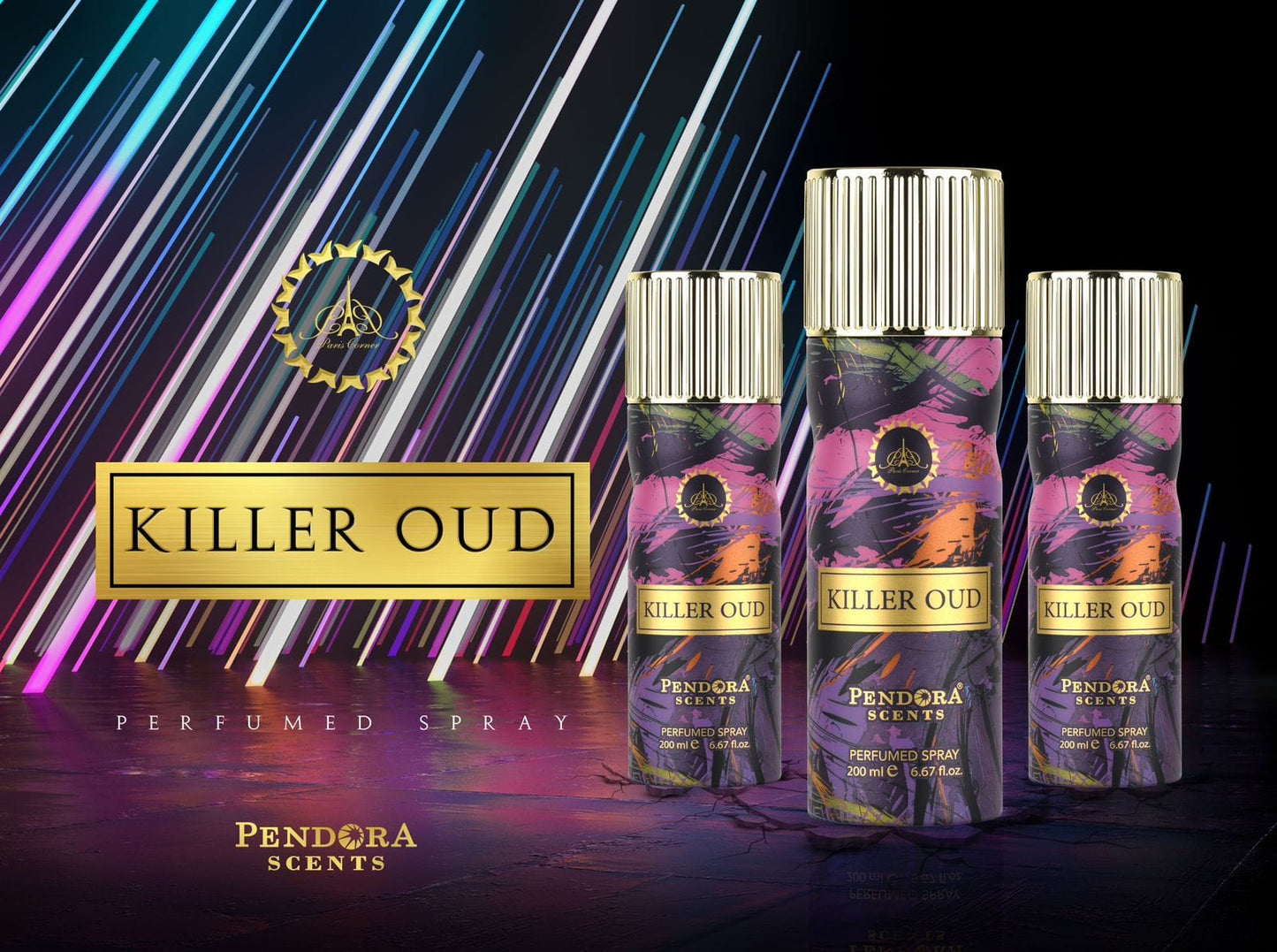 Spray Deodorant Paris Corner, Killer Oud, Barbati, 200 ml, 100 ml