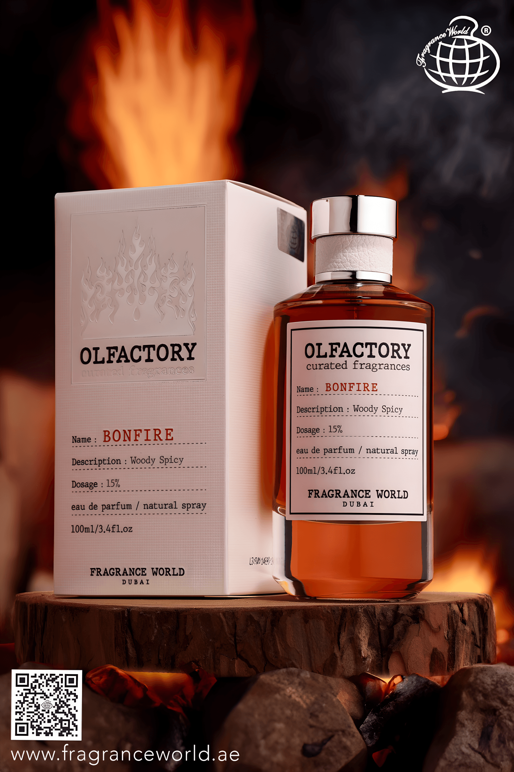 Apa de Parfum Olfactory Bonfire by Fragrance World, Unisex, 100 ml