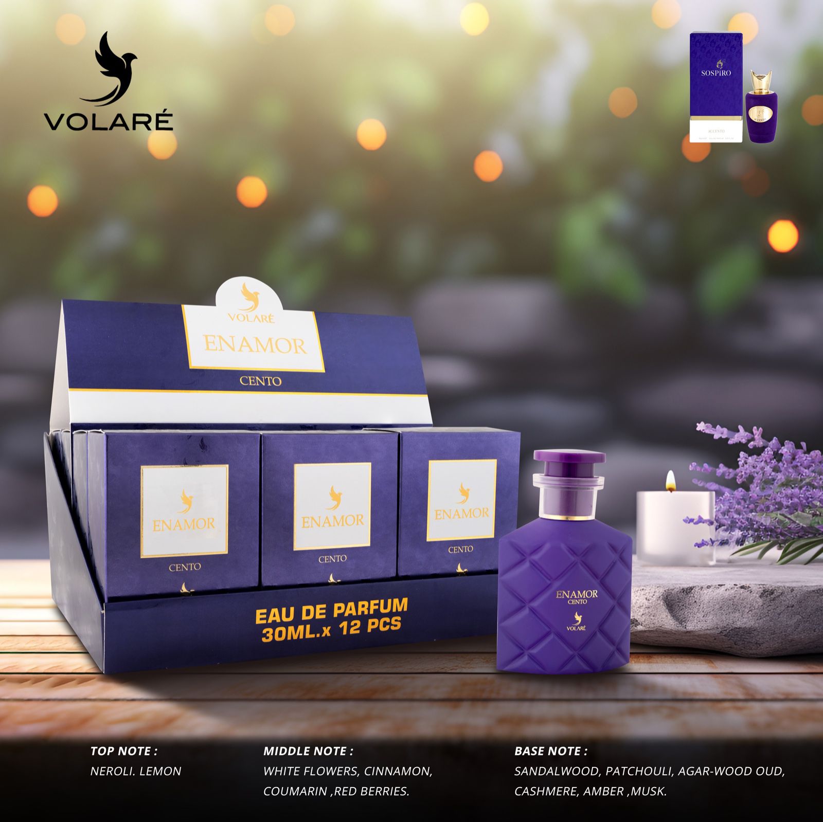 Apa de Parfum Volare Enamor Cento, Unisex, 30 ml