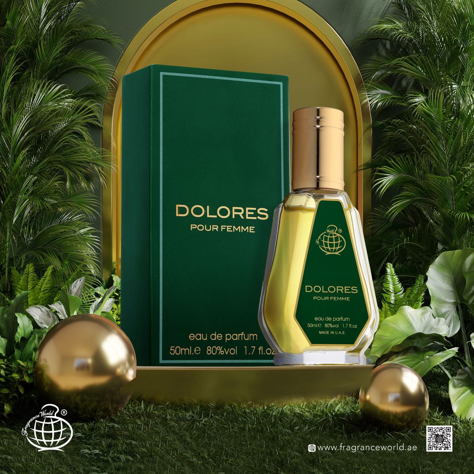 Apa de Parfum Dolores Pour Femme by Fragrance World, Femei, 50 ml