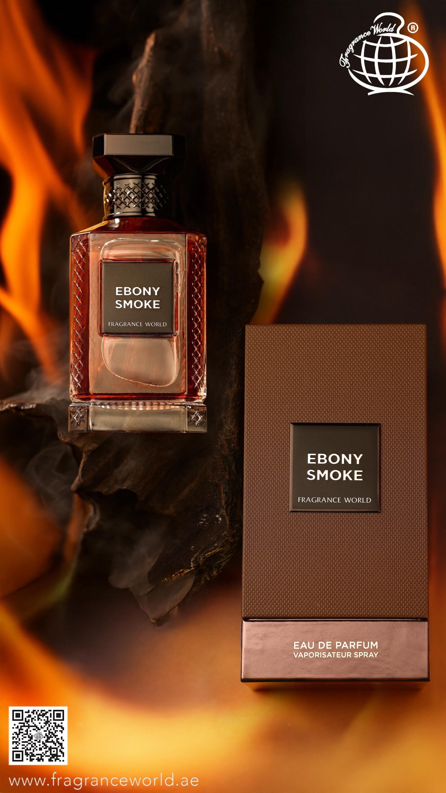 Apa de Parfum Ebony Smoke by Fragrance World, Unisex, 150 ml