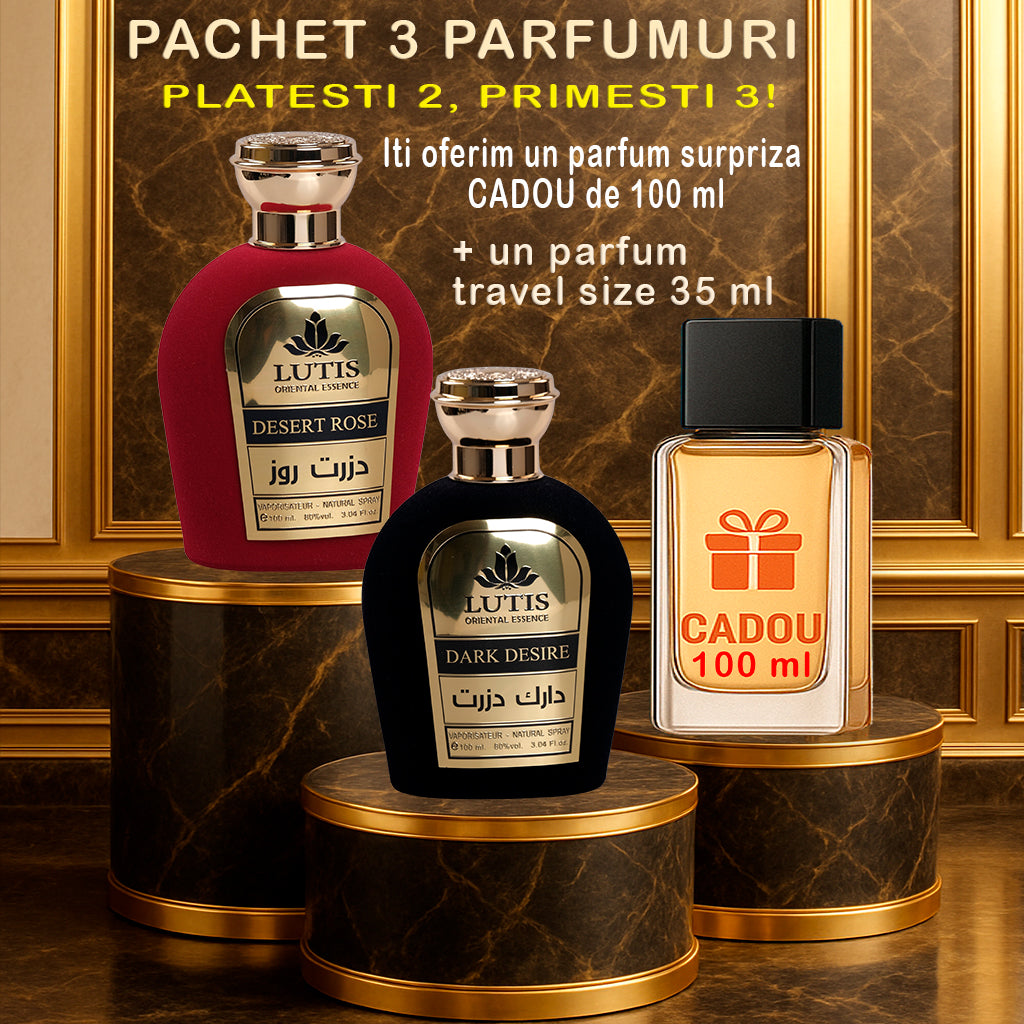 Pachet Parfum Arabesc El si Ea Dark Desire 100 ml – Desert Rose 100 ml+Parfum 100 ml Cadou surpriză