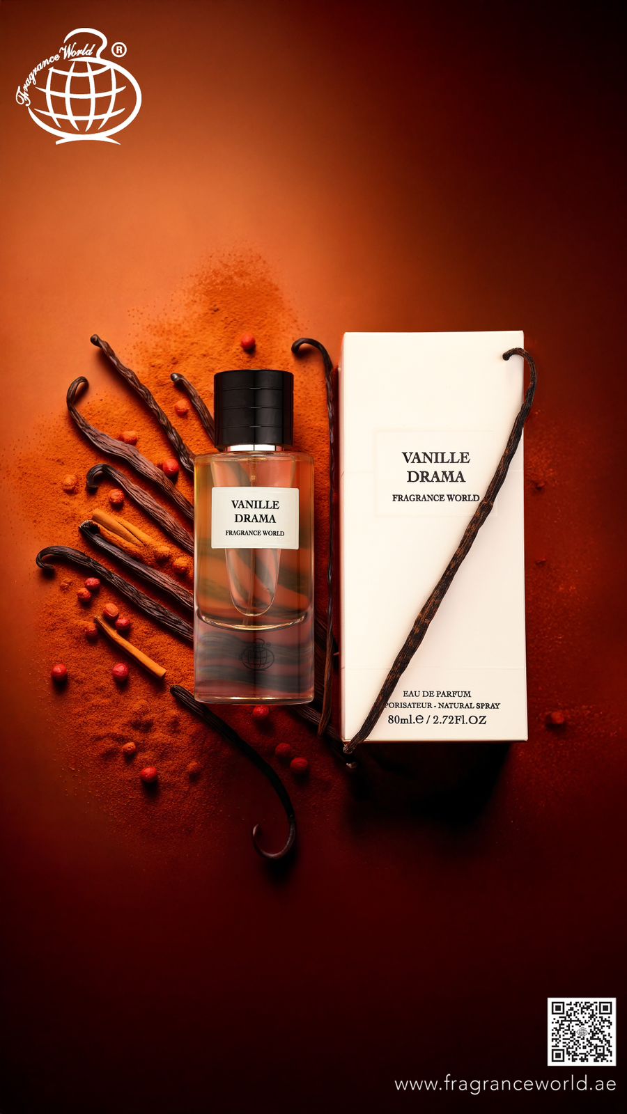Apa de Parfum Vanille Drama by Fragrance World, Unisex, 80 ml