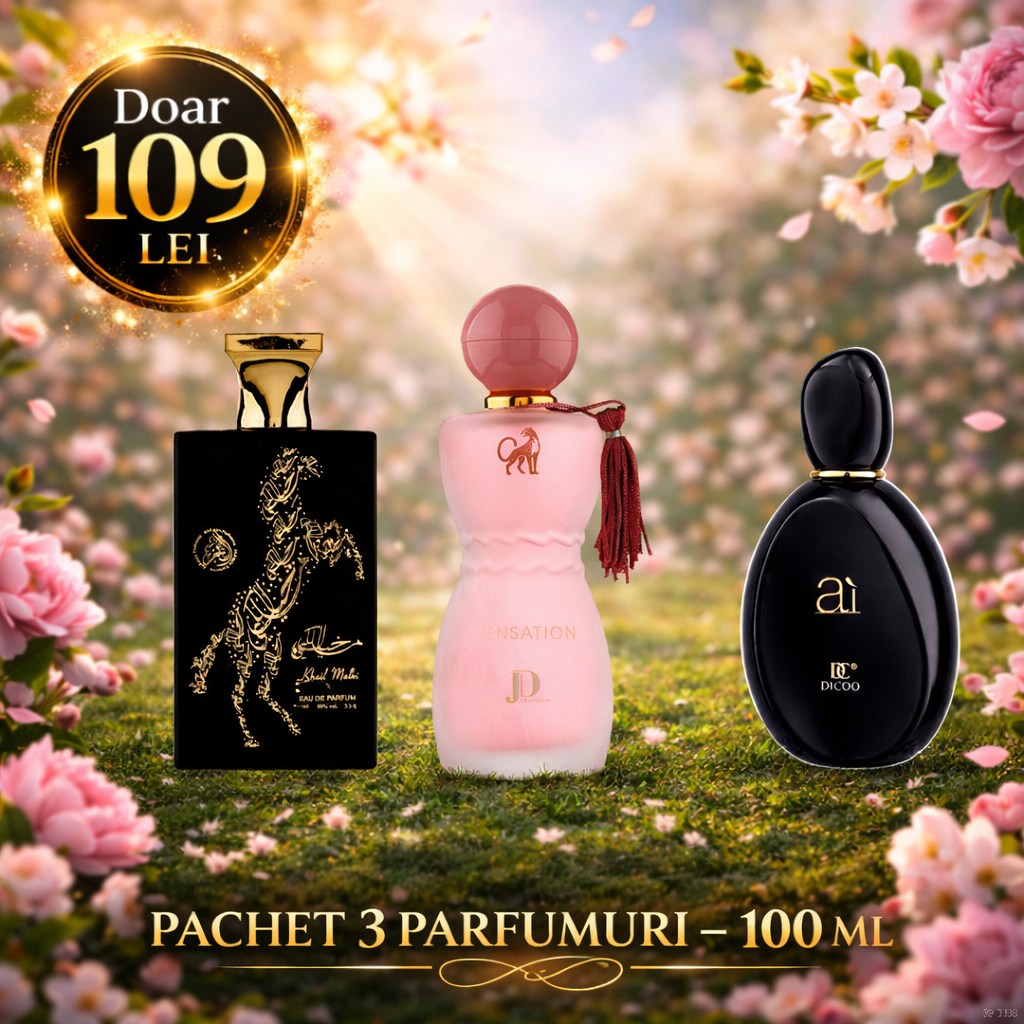 Pachet 3 Parfumuri 100 ml Ai Dicoo Black , Khail Malaki , Sensation