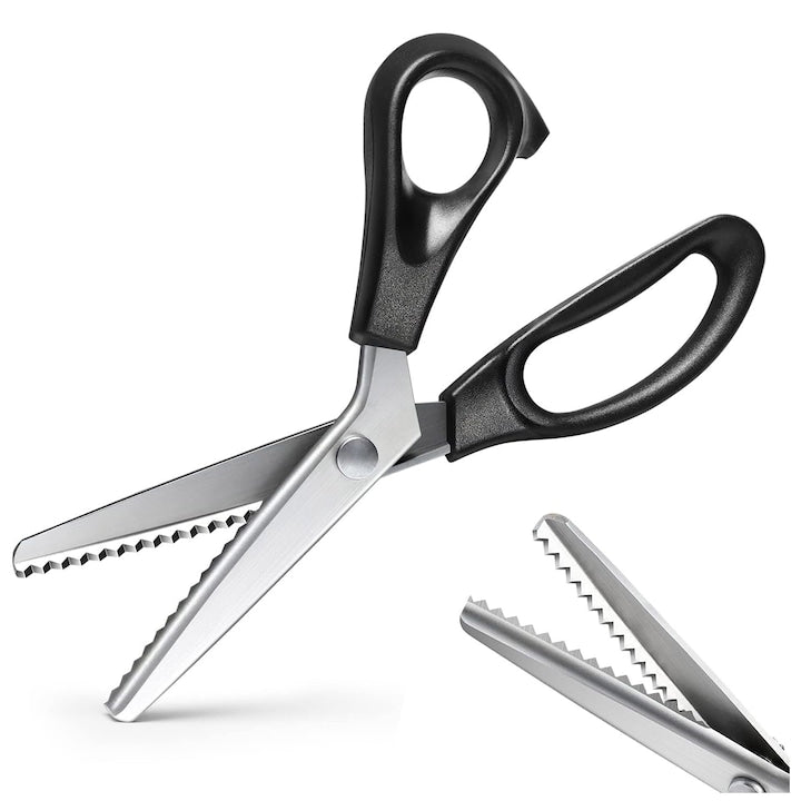 Foarfeca zig zag  Inox  Pitch 5mm  taiere materiale  piele  23cm  YQLAFT  Negru