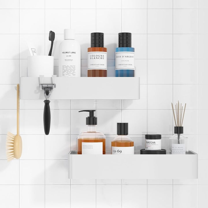 Set 2 Rafturi de Dus Simply Joy  Organizatoare Inox  31x11x5.5cm  Argintiu