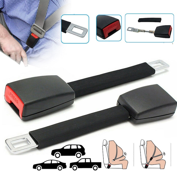 Set 2 extensii centură de siguranță auto  metal/piele  negru  25cm