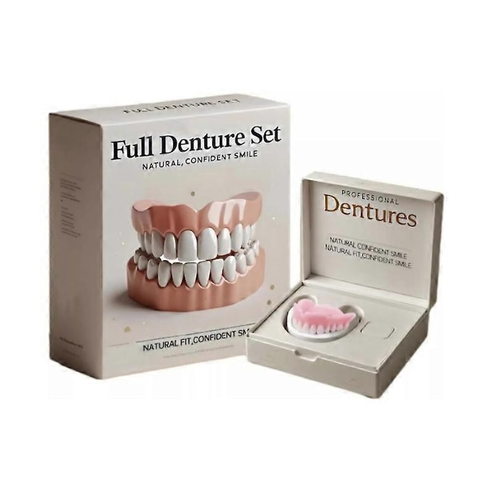 Set 2 proteze dentare  silicon  5.8x5cm si 6.5x6.5cm  roz/alb
